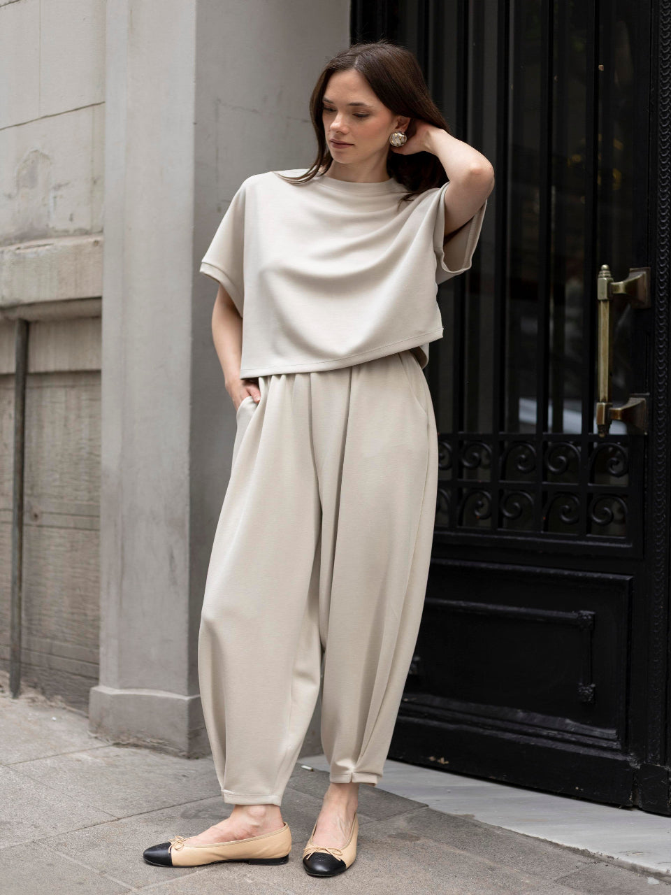 Modal Fabric Hem Detailed Loungewear Comfort Set Stone