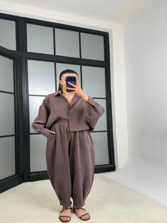 The Luna Tencel Set Brown