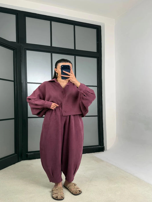 The Luna Tencel Set Burgundy