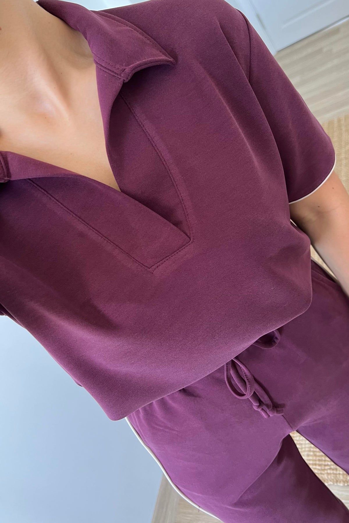 V-Neck Modal Lounge Set Burgundy