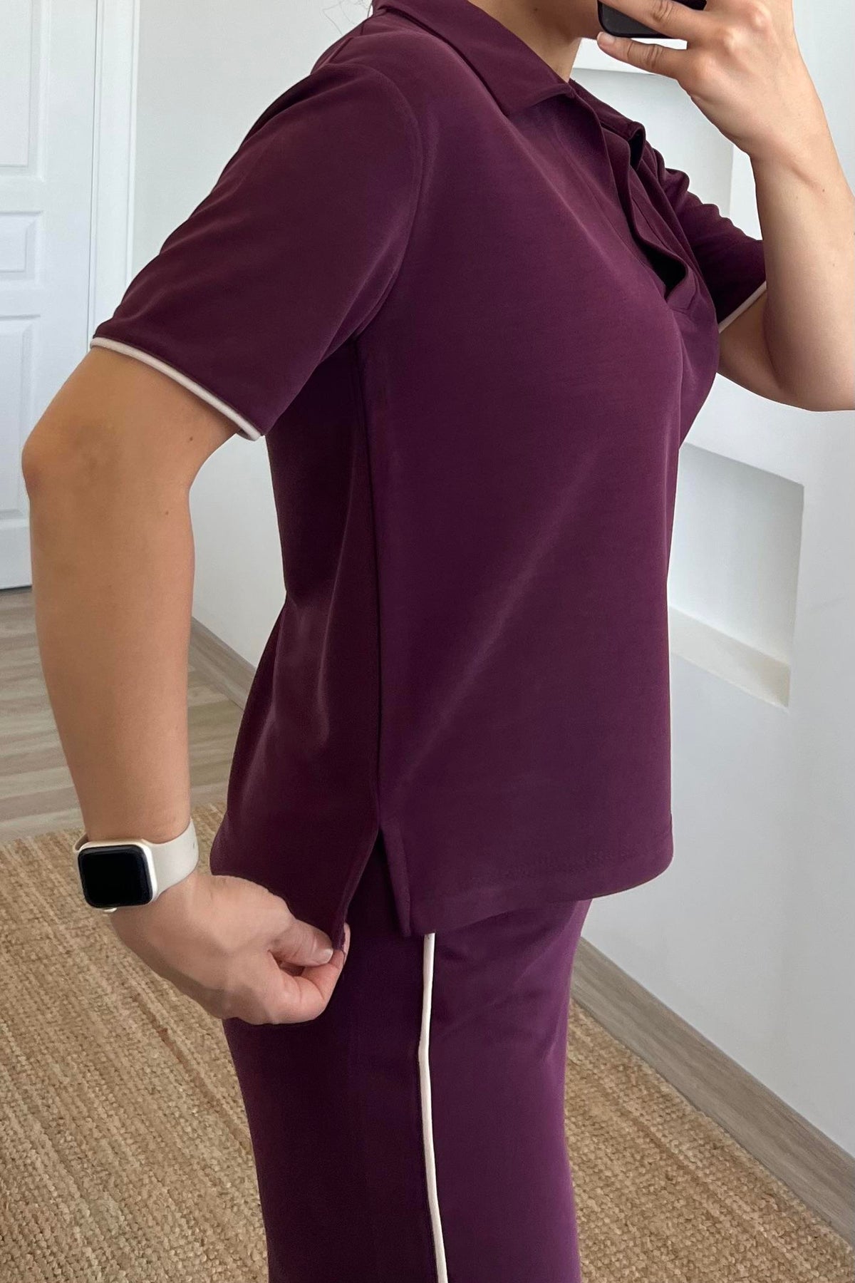 V-Neck Modal Lounge Set Burgundy