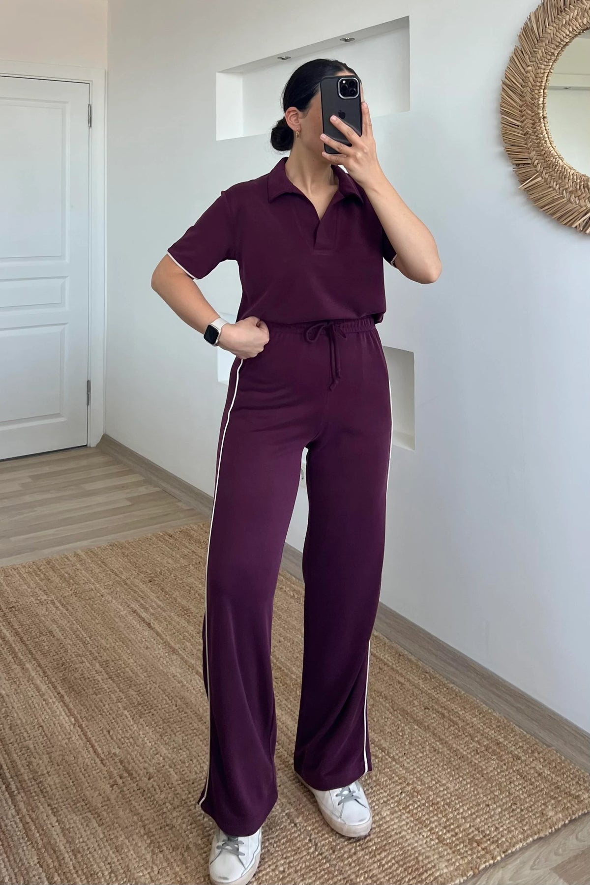 V-Neck Modal Lounge Set Burgundy