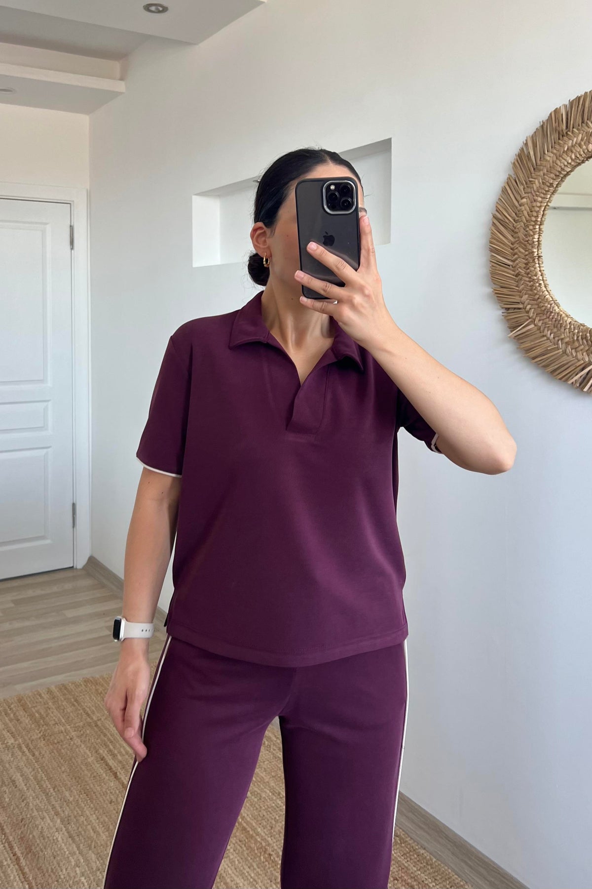 V-Neck Modal Lounge Set Burgundy