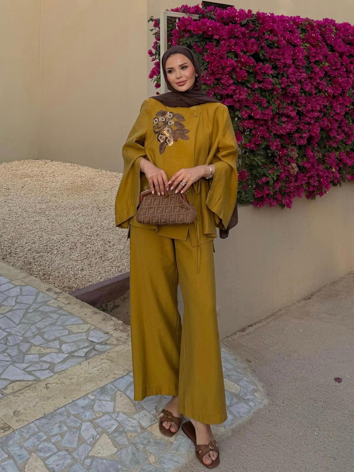 The Sahara Tie-Waist Co-Ord Set Saffron Dusk