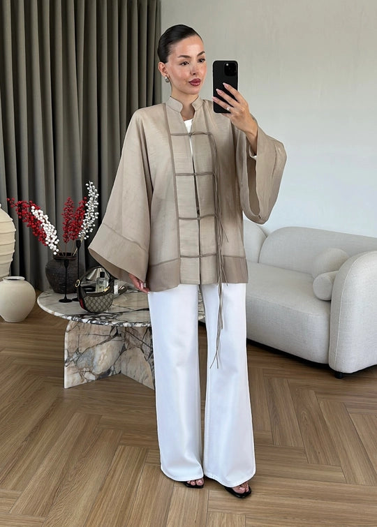 Mandarin Tencel Shirt Stone  - STD Size