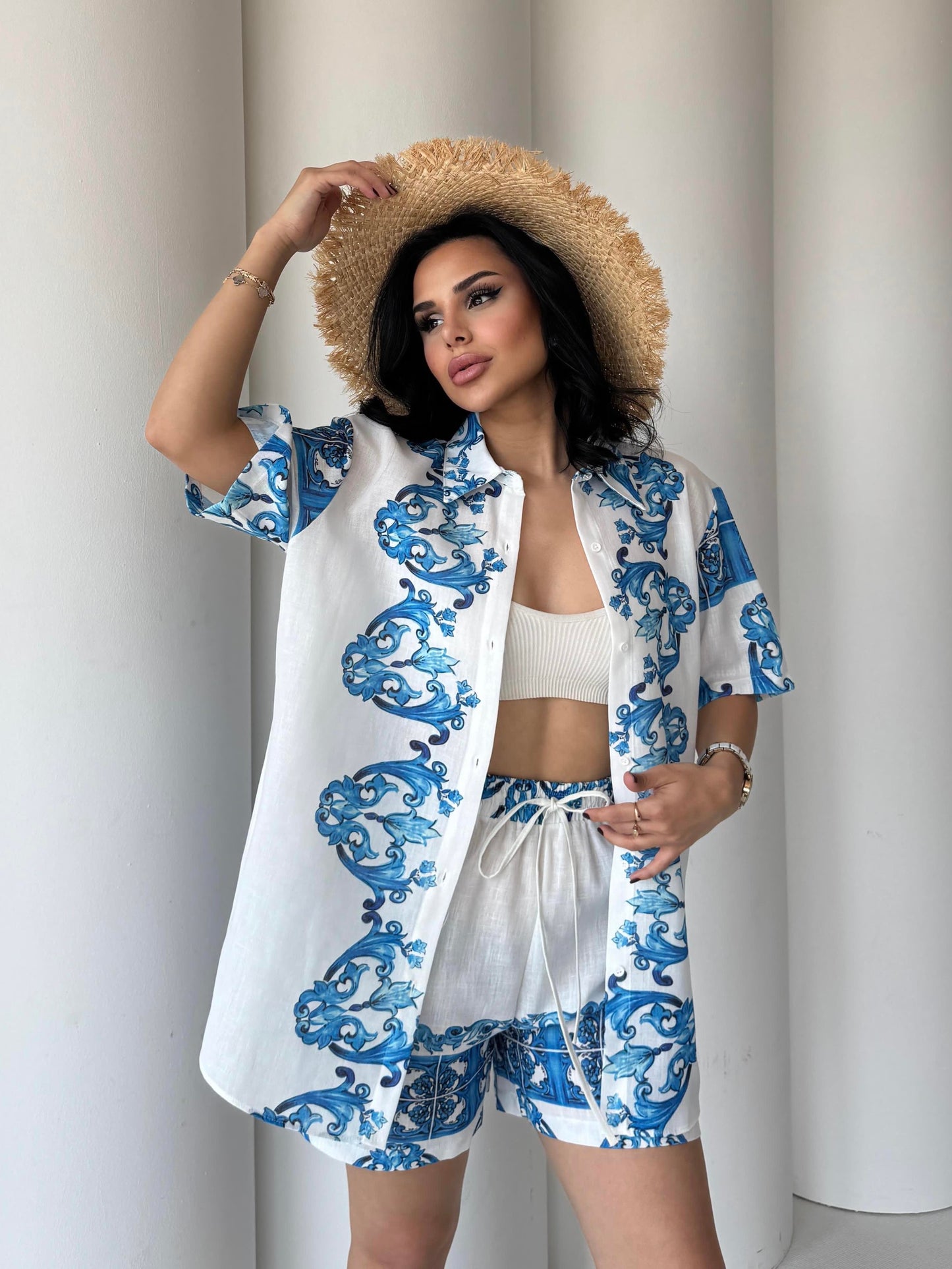 Azzurra Croc Linen Short Set