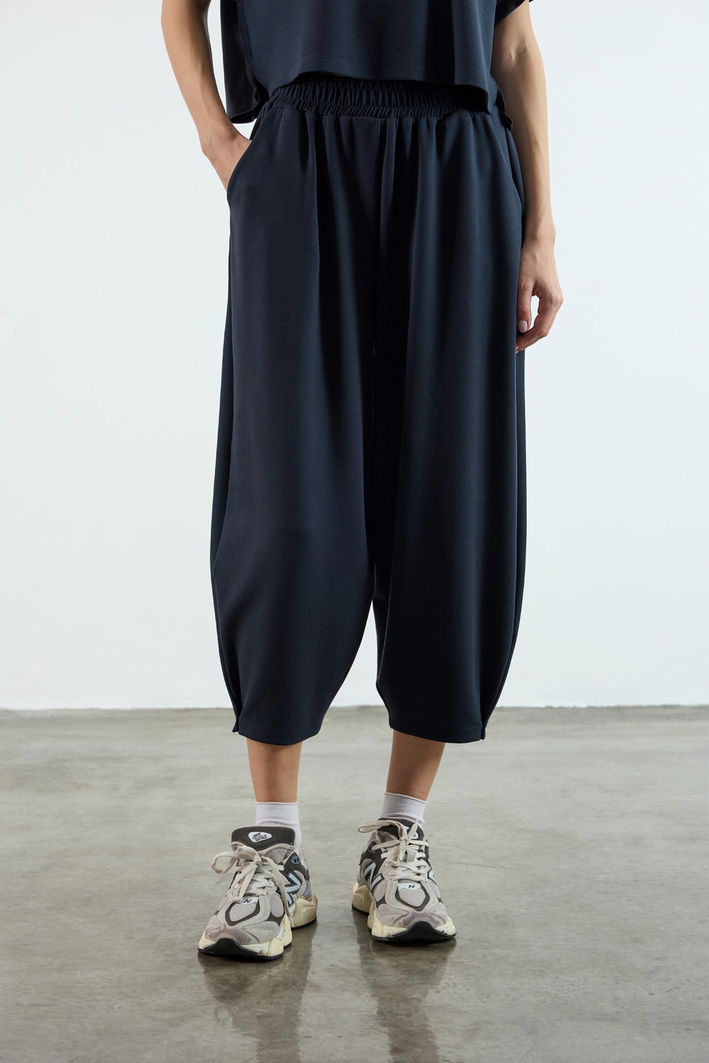 Modal Fabric Hem Detailed Loungewear Comfort Set Navy