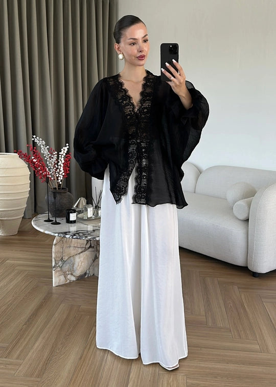 Alba Sheer Kimono Black - STD Size