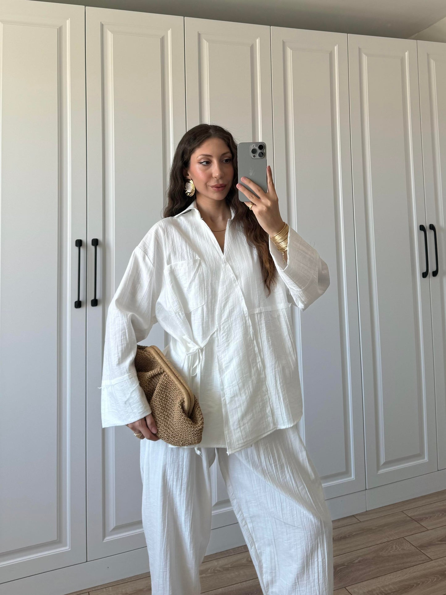 Salvar Style Pants & Kimono Side Tie Set White