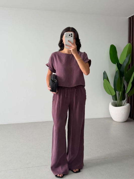Eva Co-Ord Set Burgundy