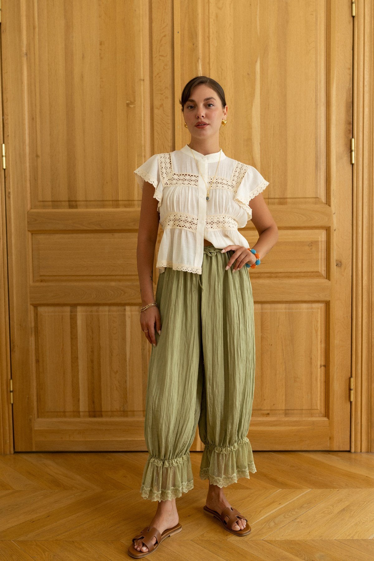 The Siena Lace Pants Pistachio
