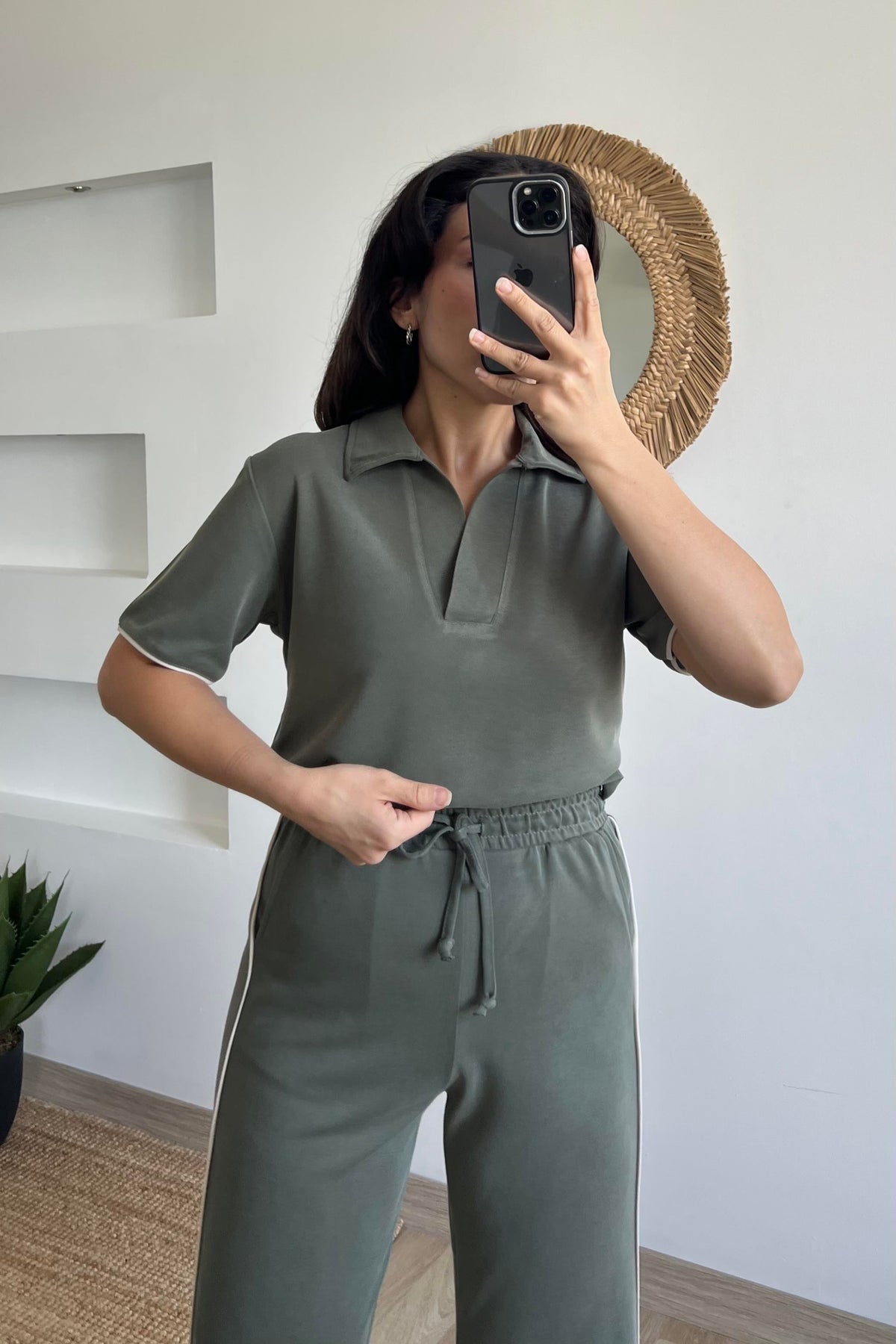 V-Neck Modal Lounge Set Khaki