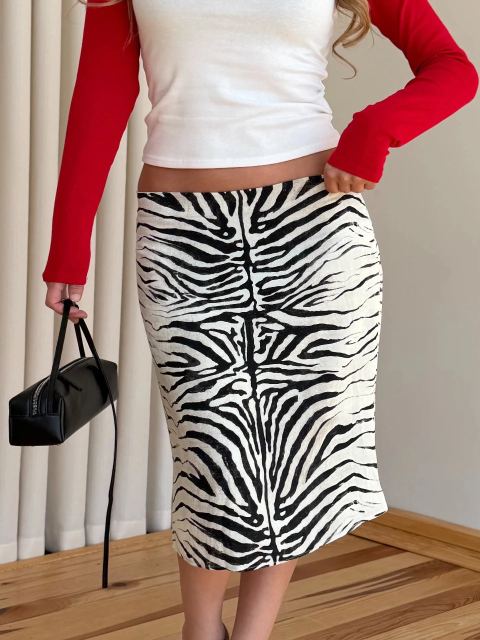 Zebra Muse Midi Skirt