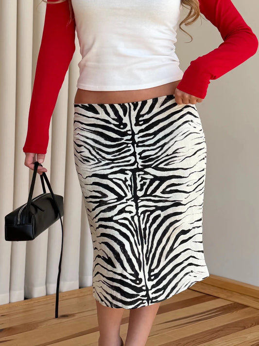 Zebra Muse Midi Skirt