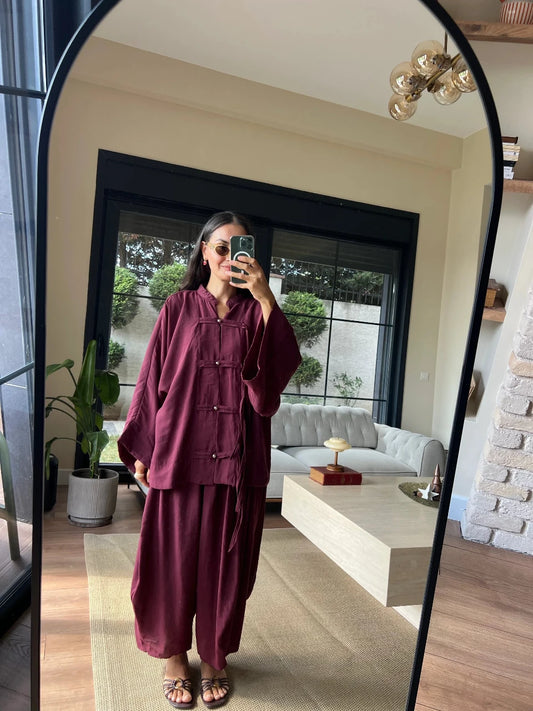 Sakura Co-Ord Burgundy - STD Size