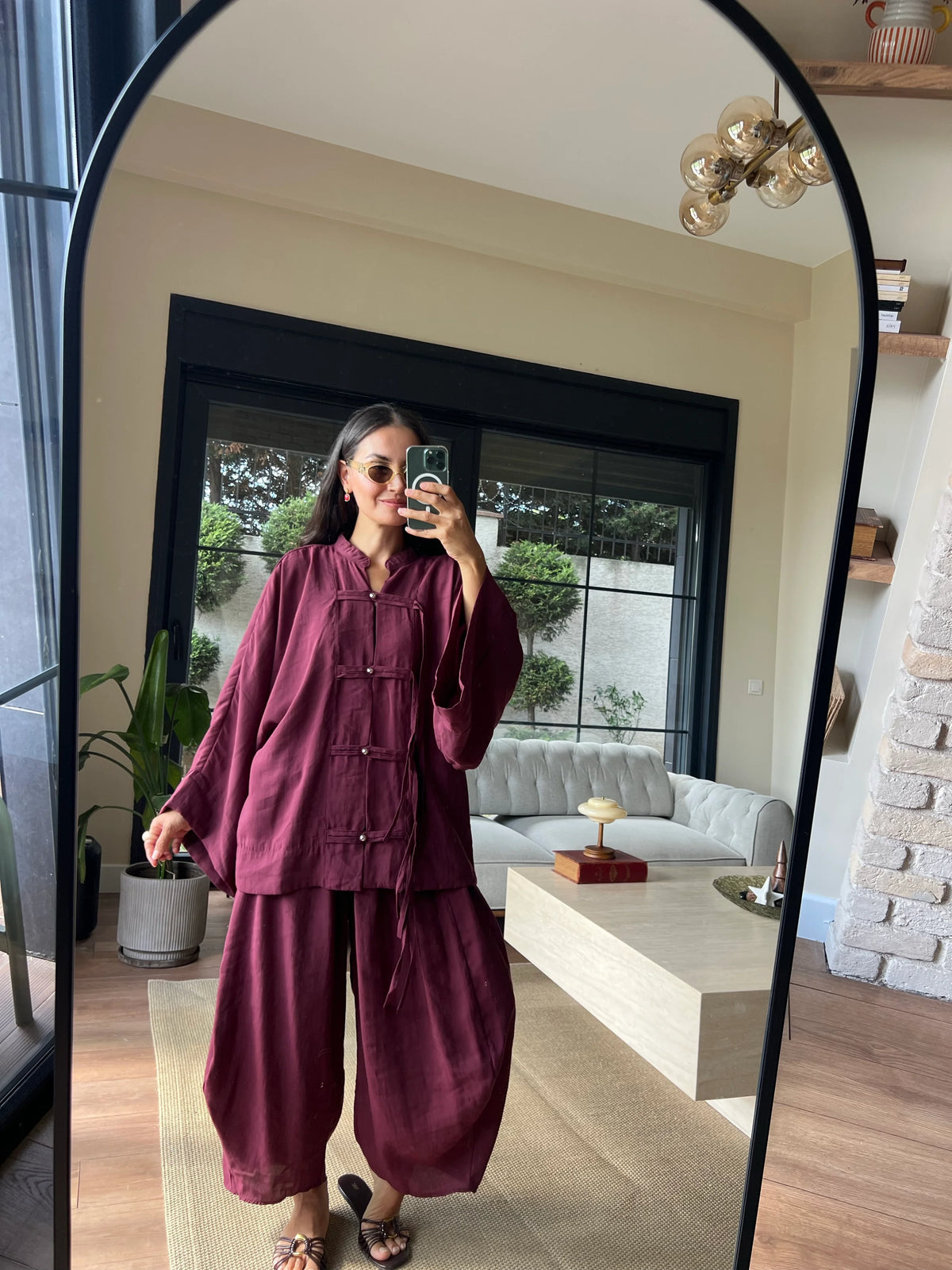 Sakura Co-Ord Burgundy - STD Size