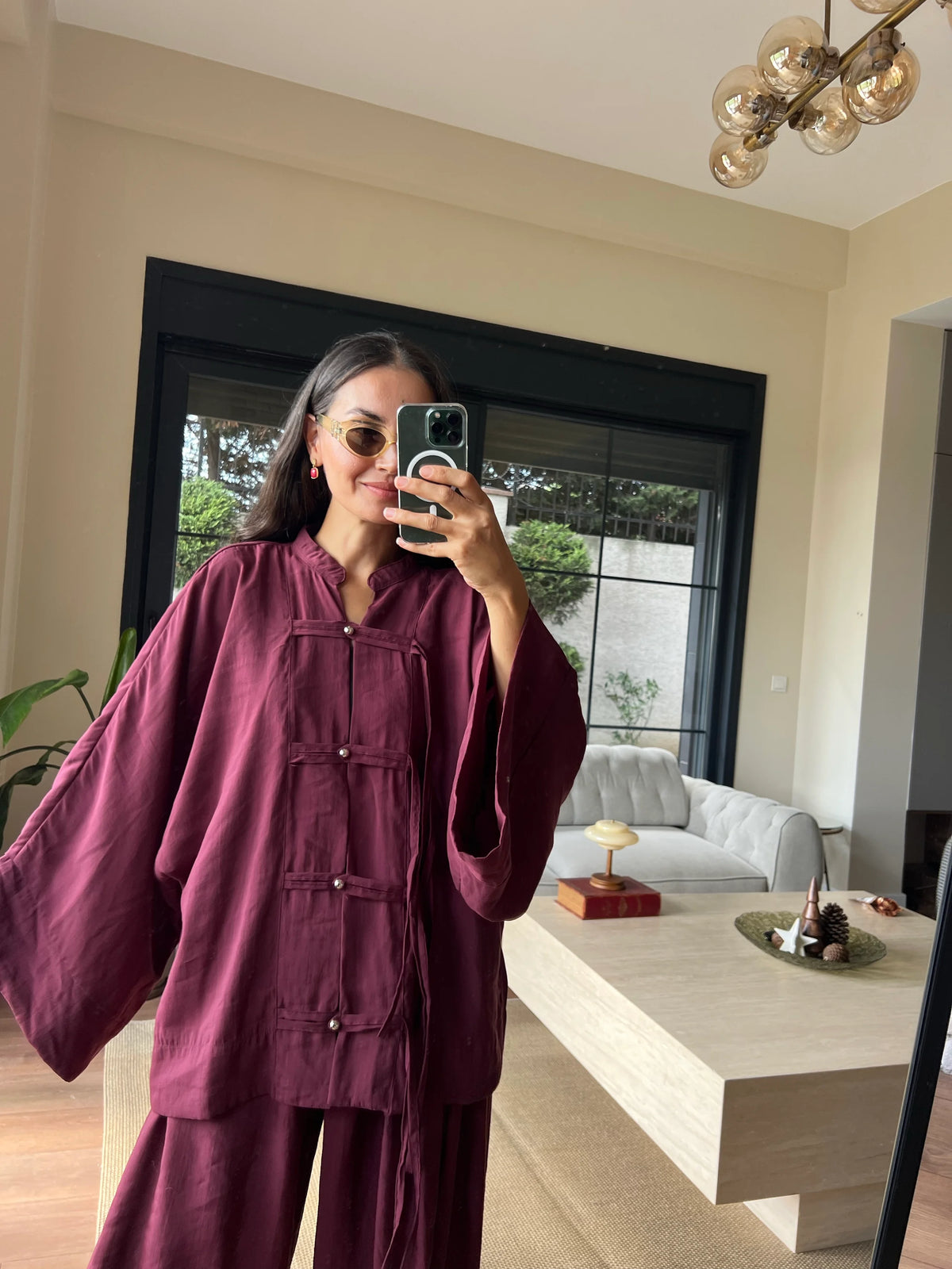 Sakura Co-Ord Burgundy - STD Size