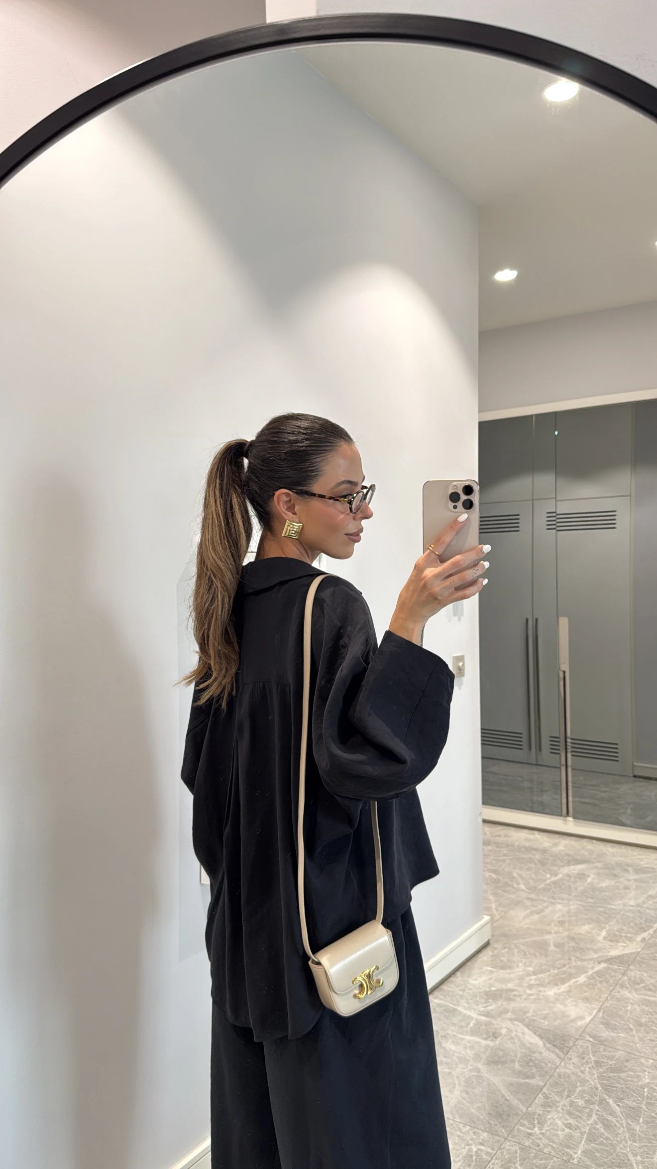 Black Luxe Tencel Co-Ord — Relaxed Balloon Pants & Button-Down Top