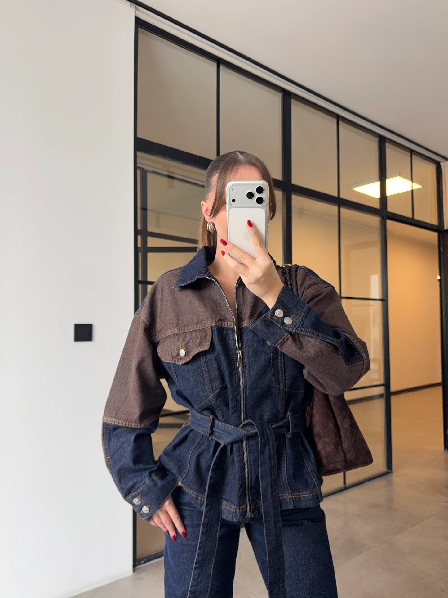 The Contrast Belted Denim Set
