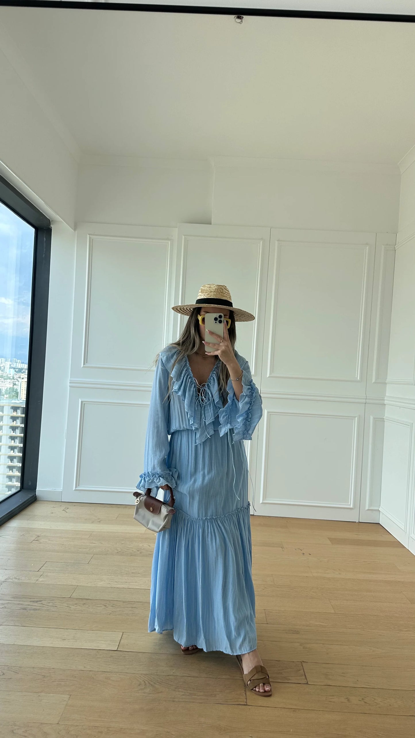 Boho Blue Ruffle Dress