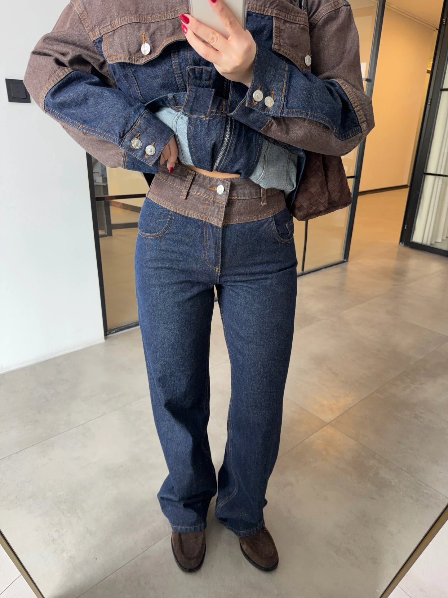 The Contrast Belted Denim Set
