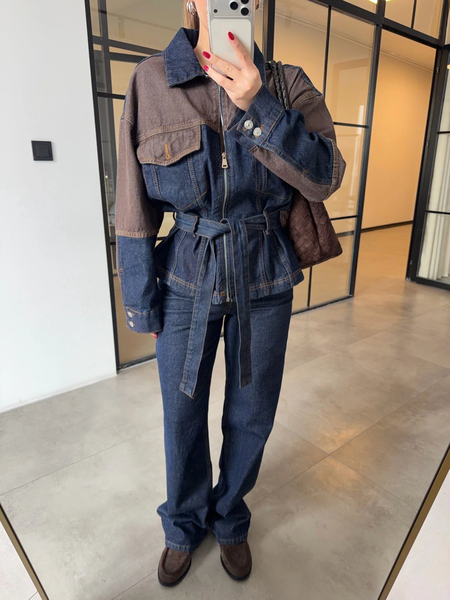 The Contrast Belted Denim Set