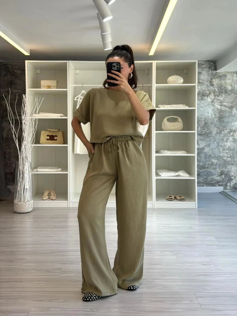 Silk-Textured Premium Set Olive