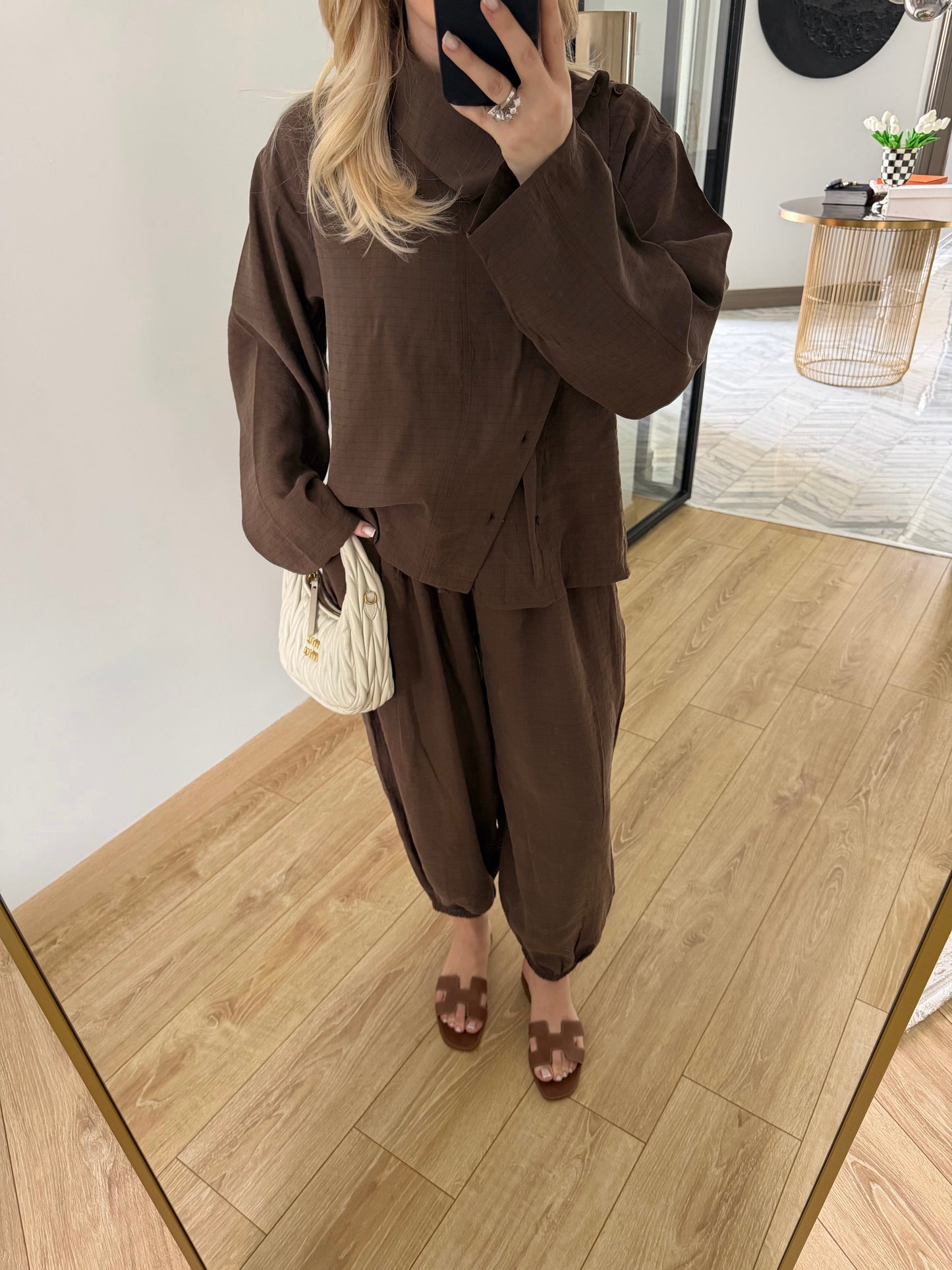 Chocolate High Neck Şalvar Set
