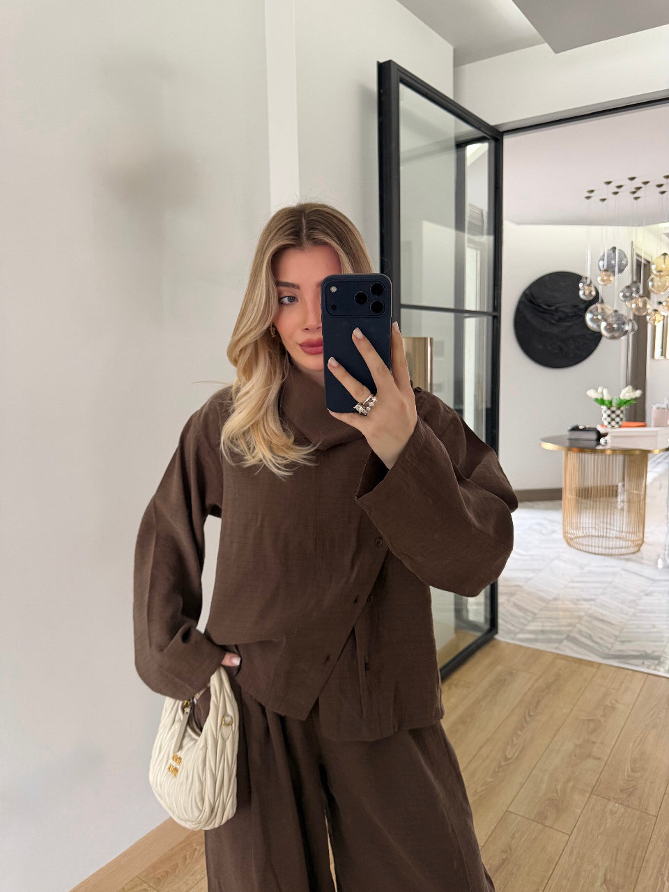 Chocolate High Neck Şalvar Set