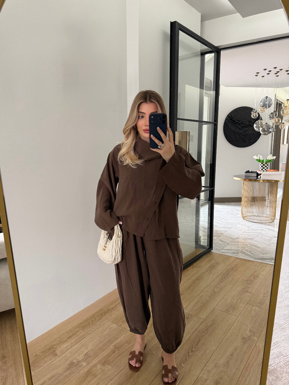 Chocolate High Neck Şalvar Set