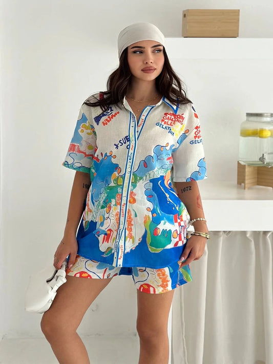 La Cartolina Linen Short Set