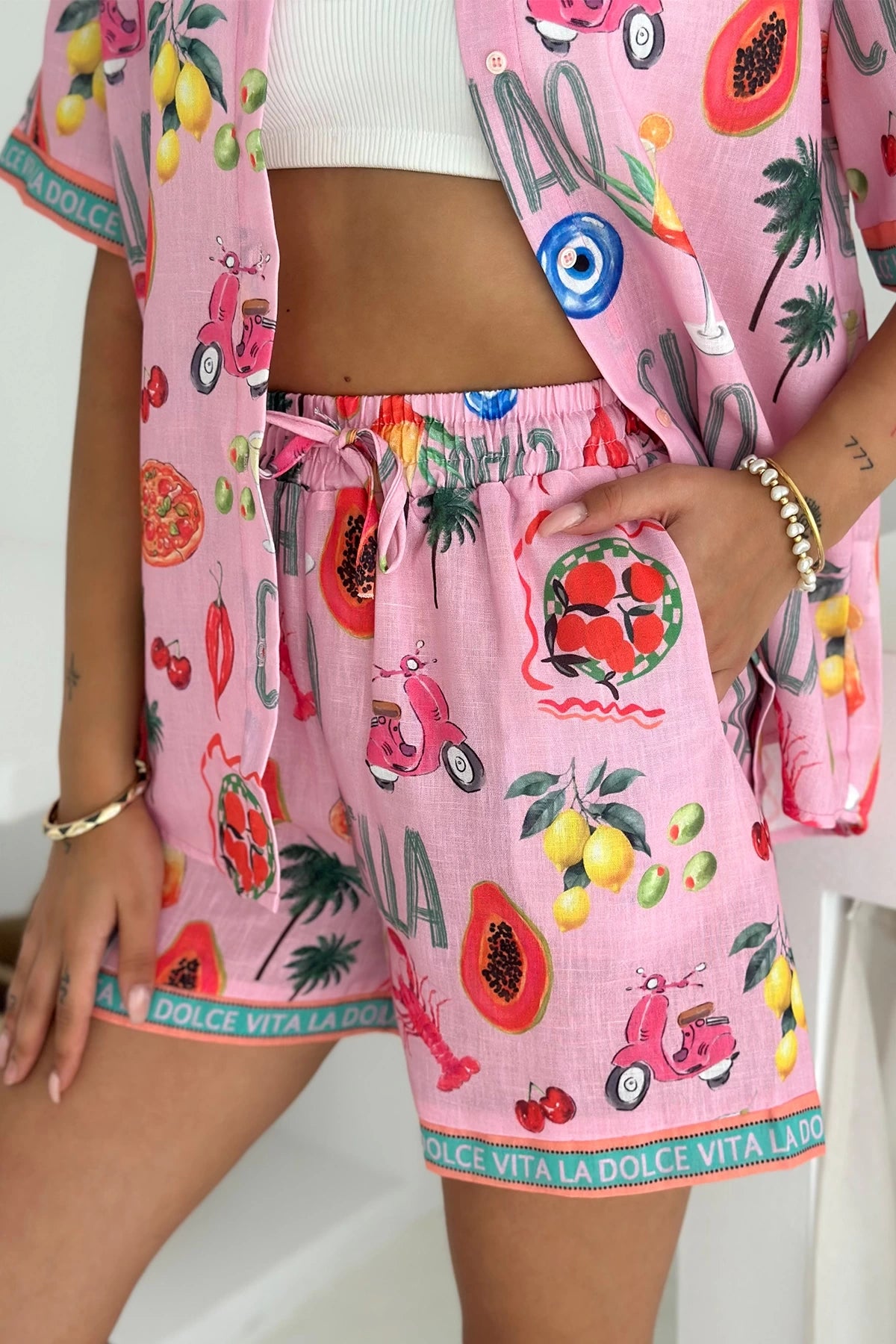 La Dolce Vita Linen Short Set – Rosa