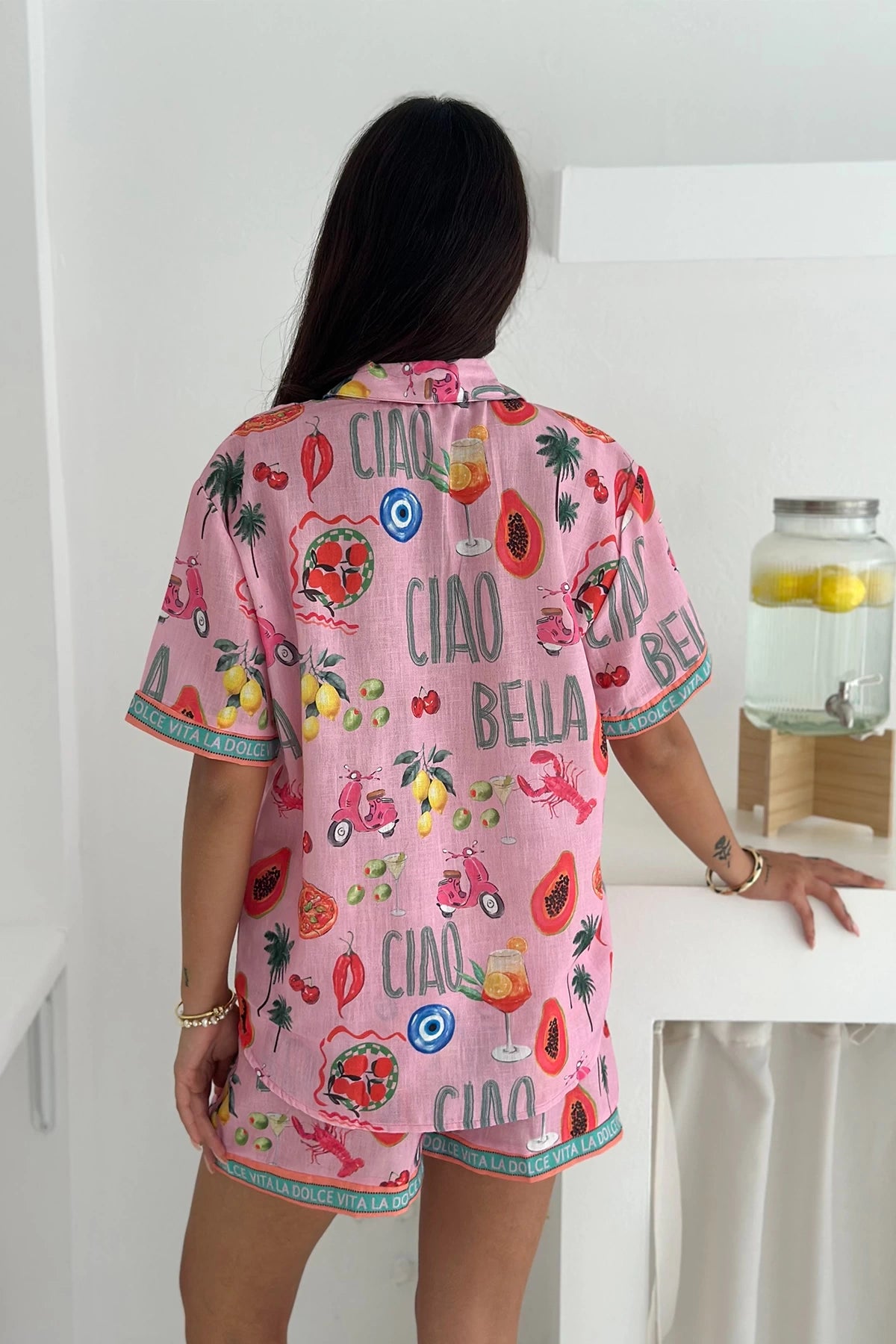 La Dolce Vita Linen Short Set – Rosa