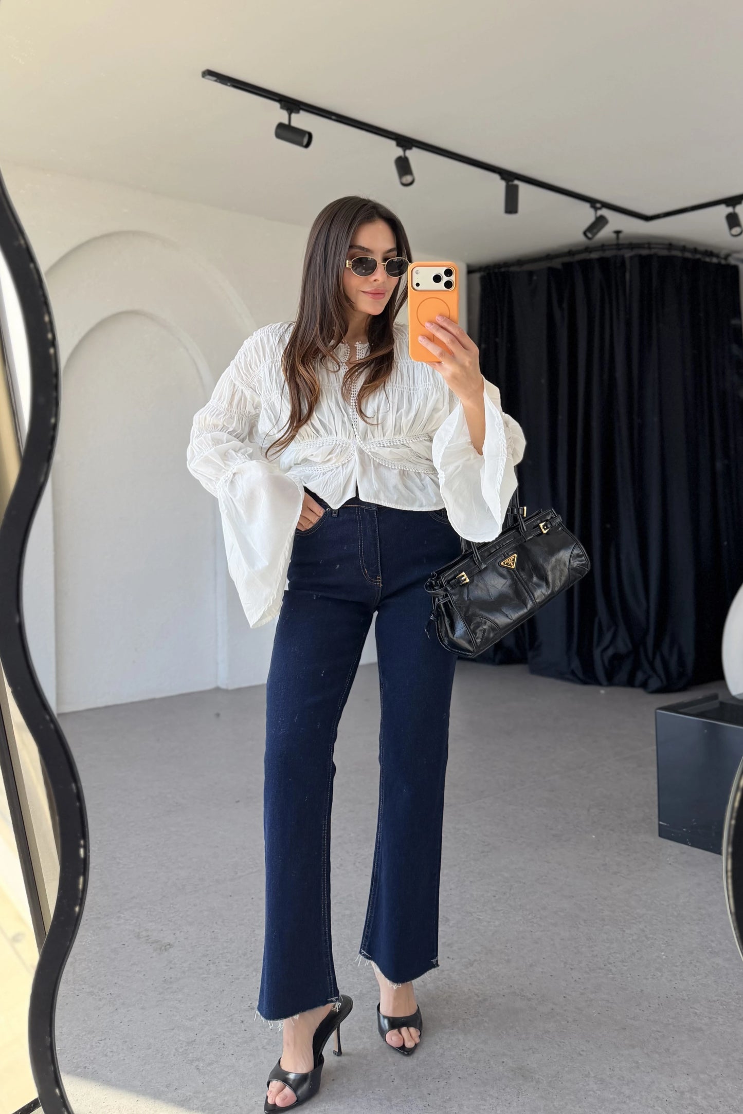Molina Ruched Voile Blouse White