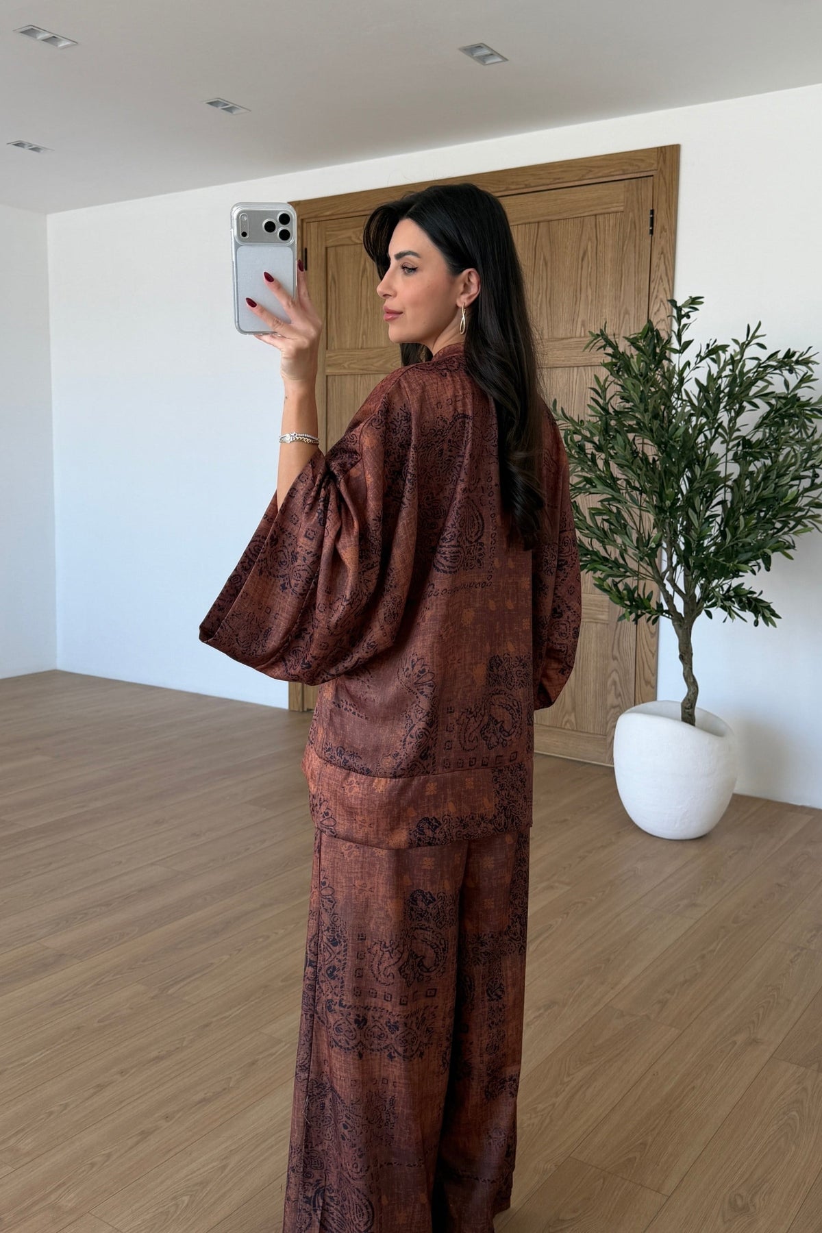 Natel Ethnic Print Satin Set