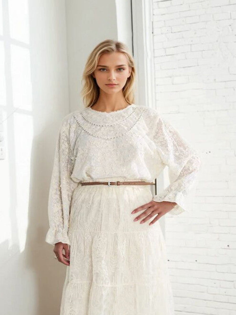 Elara Pearl Detail Blouse