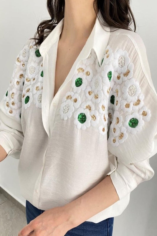 Floral Embroidery Shirt