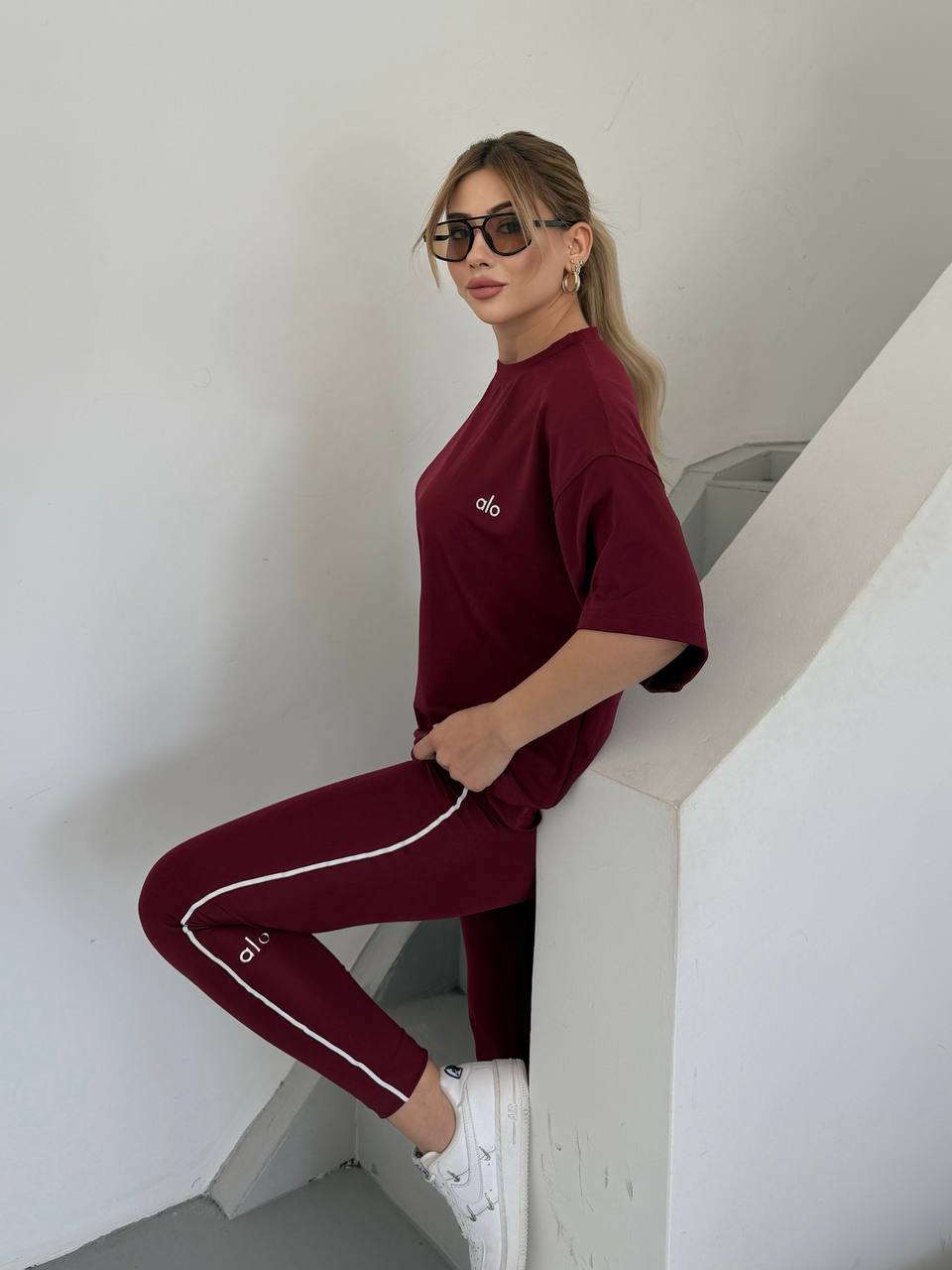 Active Wear Sports Set ALO Deep Red