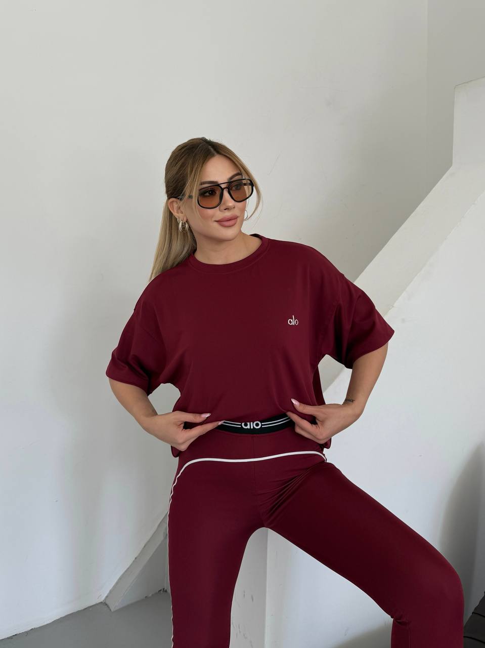 Active Wear Sports Set ALO Deep Red