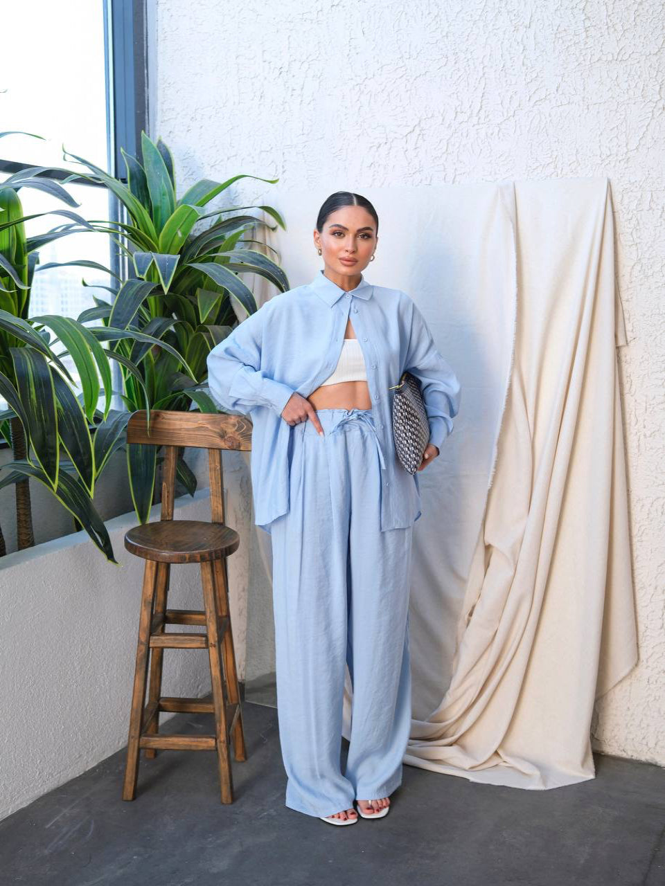 Breezy Luxe Co-Ord Set Baby Blue