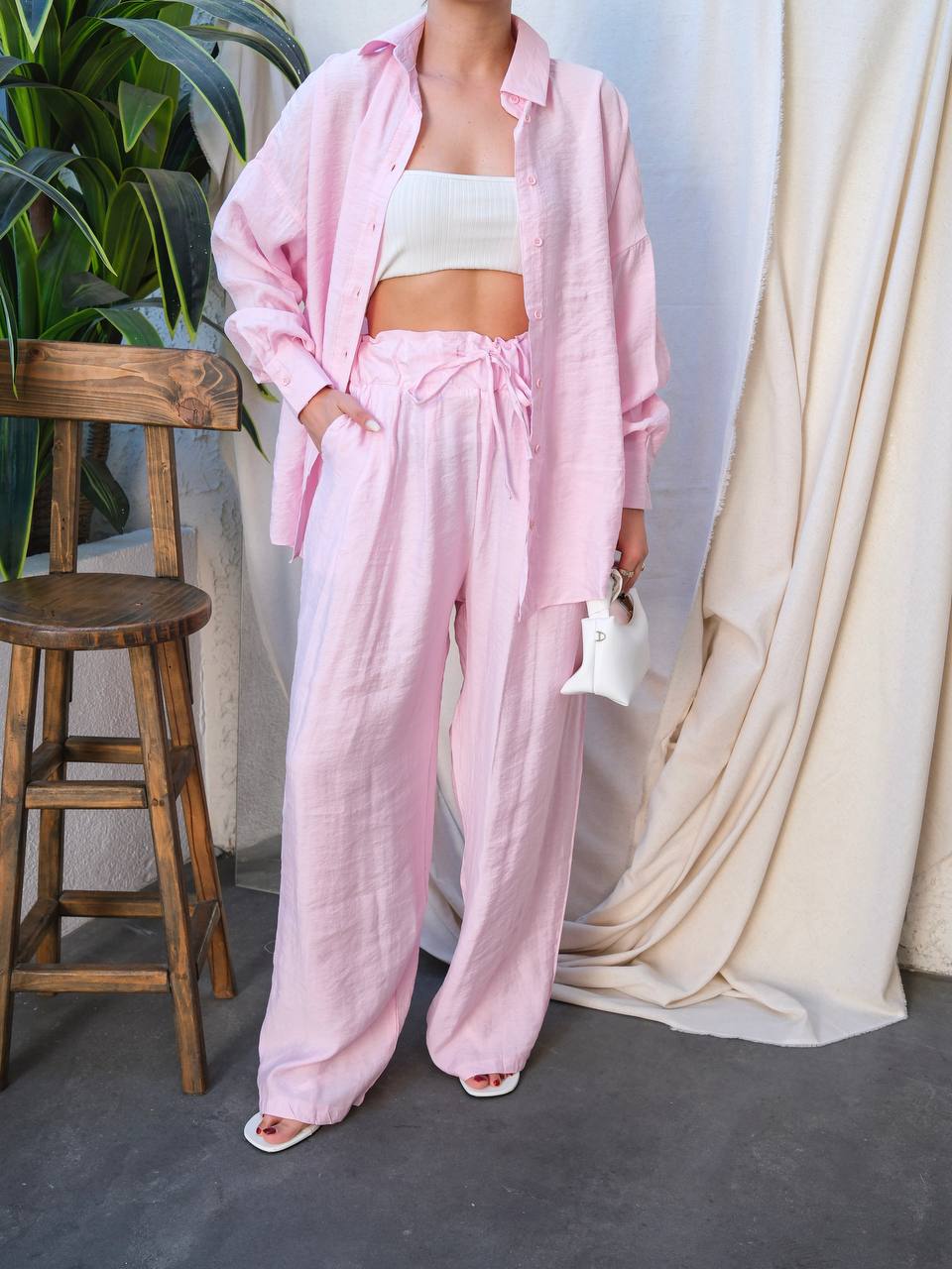 Breezy Luxe Co-Ord Set Soft Pink