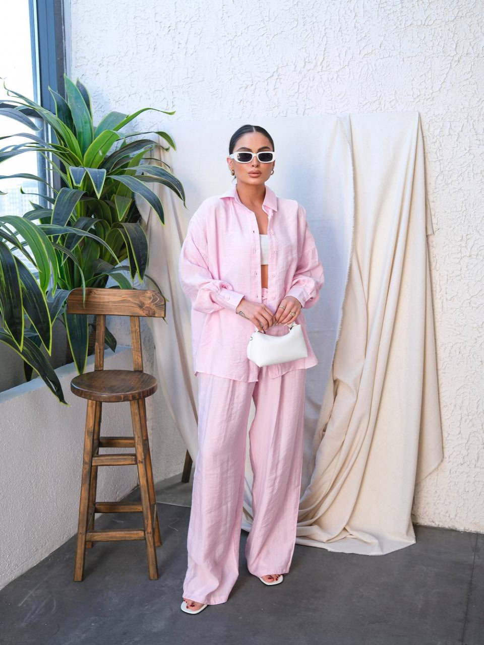 Breezy Luxe Co-Ord Set Soft Pink