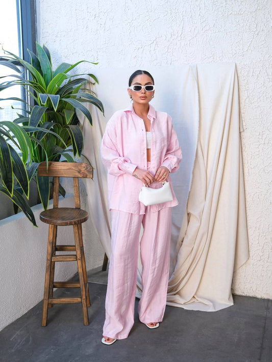 Breezy Luxe Co-Ord Set Soft Pink