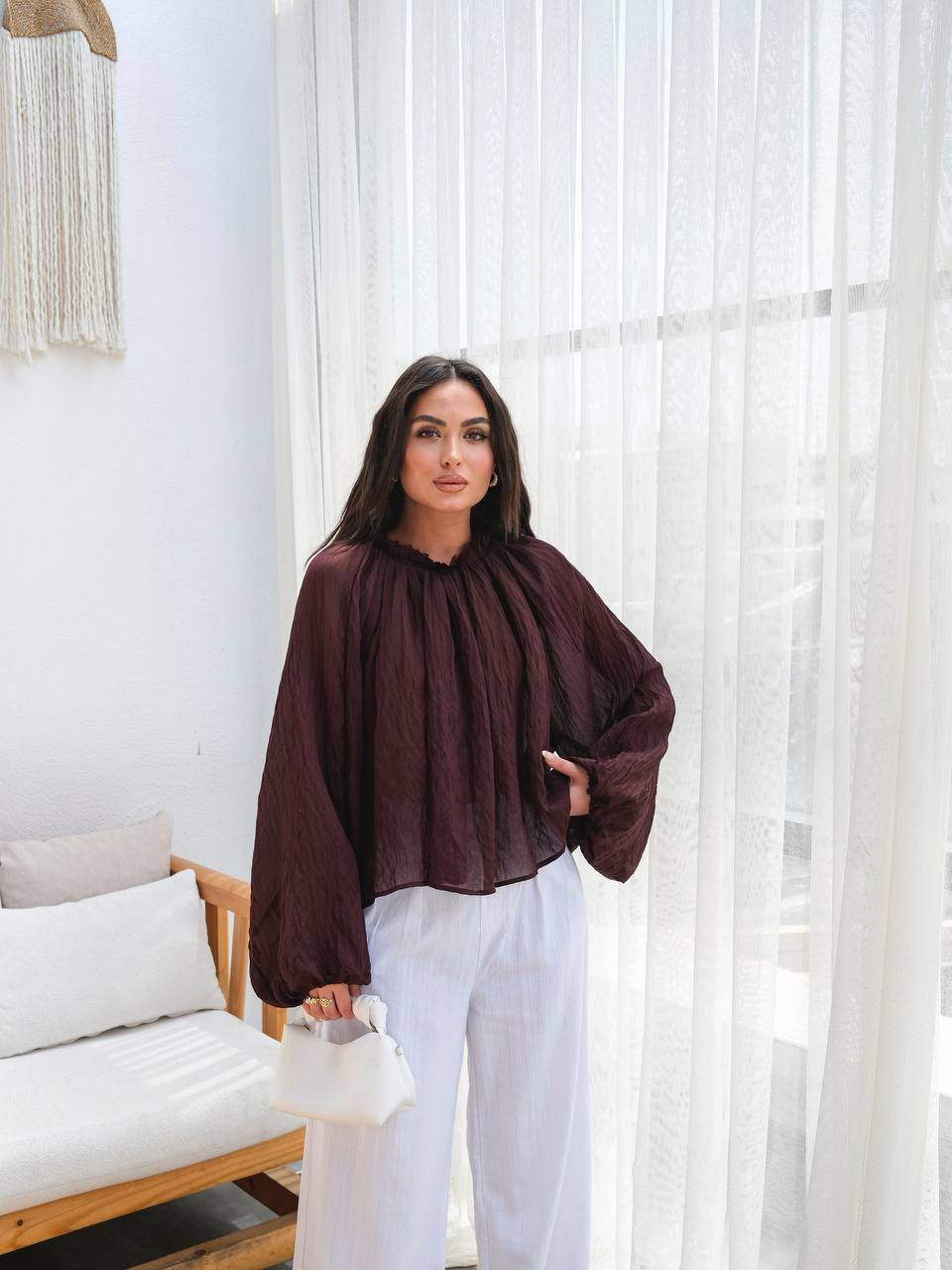 Sheer Modal Blouse Deep Coffee