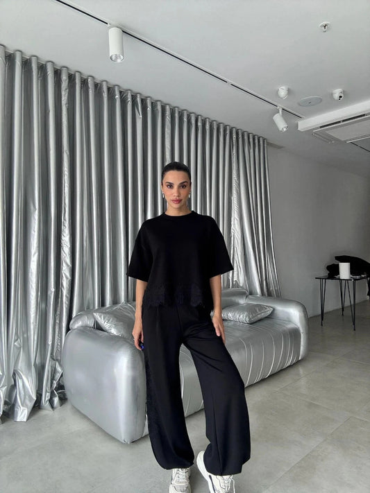 New Production - Modal Loungewear Lace Trend Black 10 Day Delivery