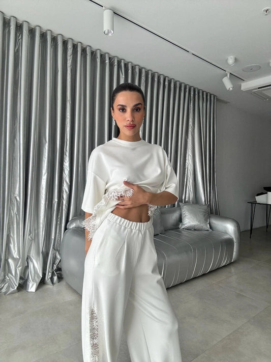 New Production - Modal Loungewear Lace Trend White 10 Day Delivery