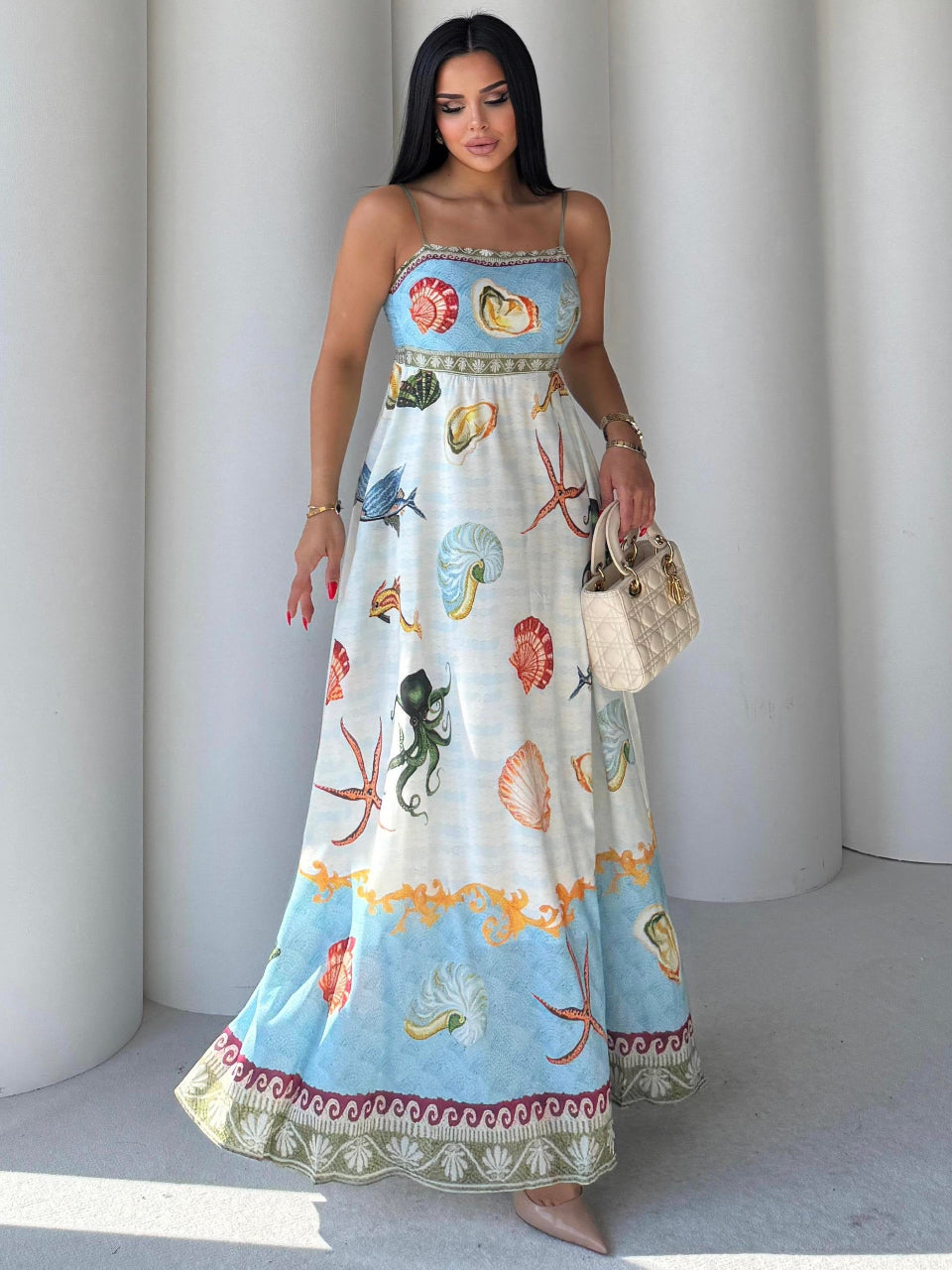 Sead Printed Dress – Blue