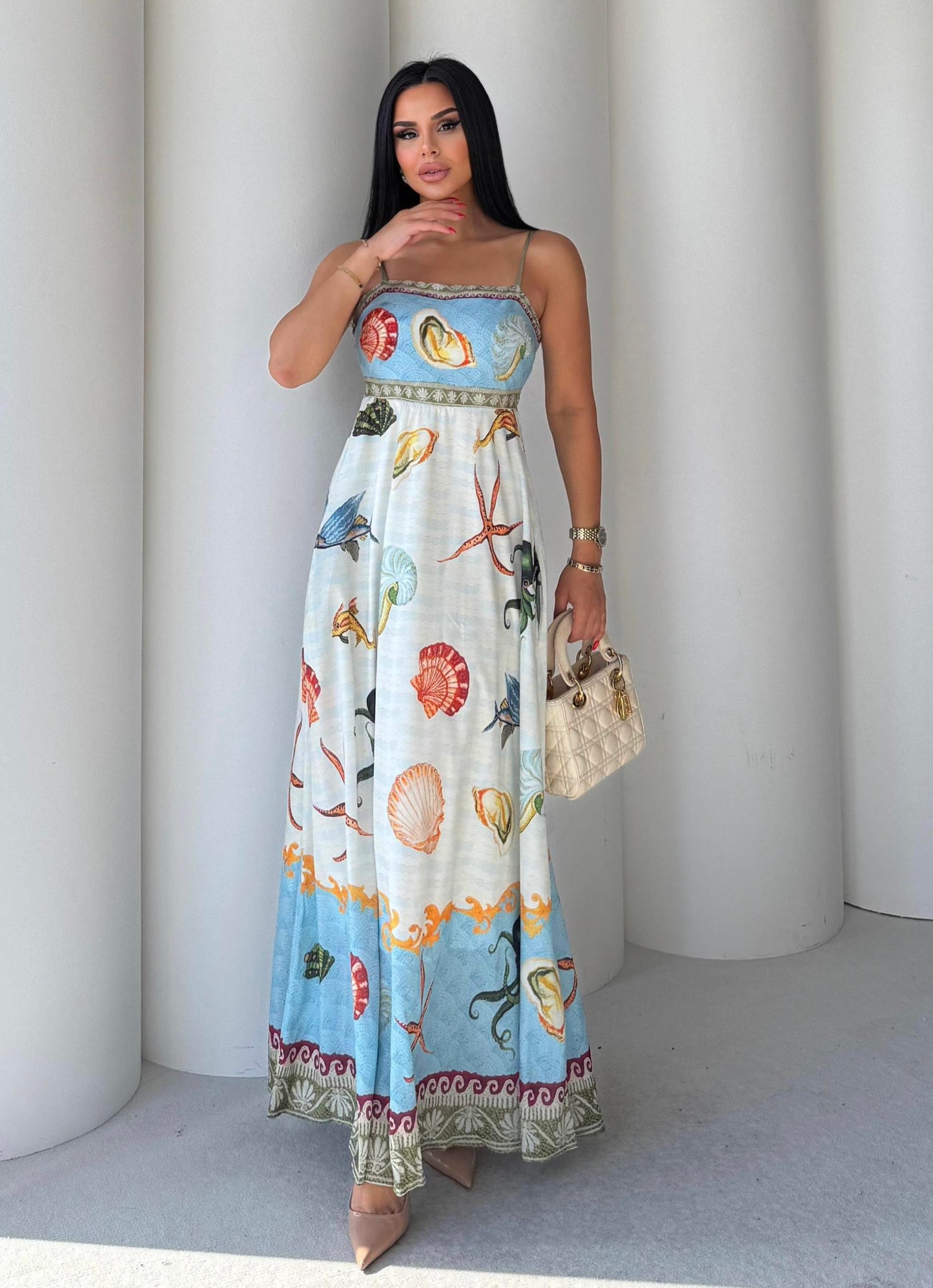 Sead Printed Dress – Blue