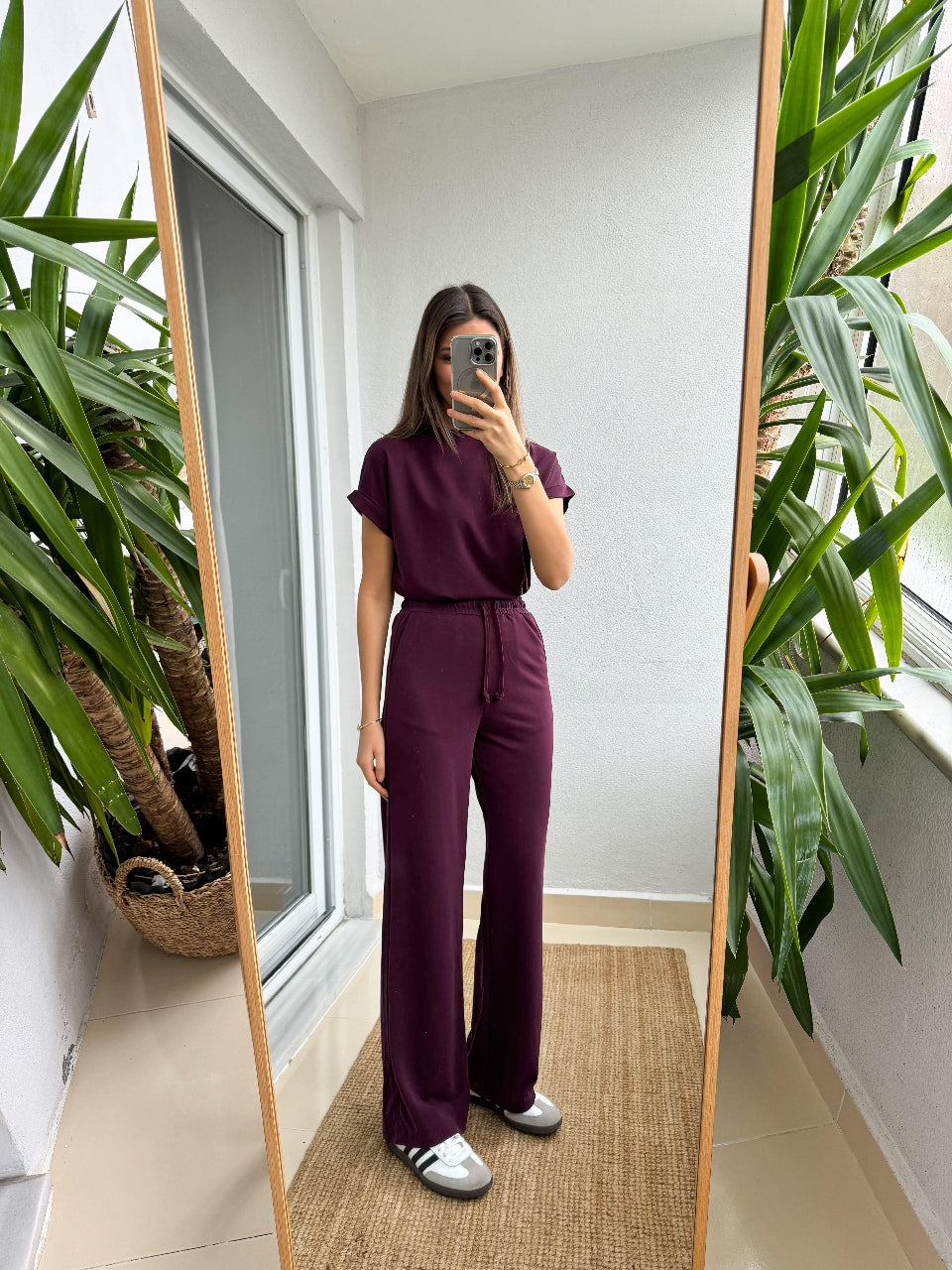 Essential Modal Lounge Set Burgundy