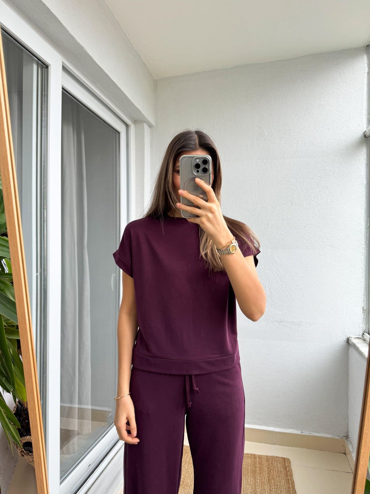 Essential Modal Lounge Set Burgundy